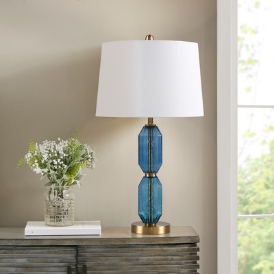 Olliix Zirconia Faceted Blue Glass Table Lamp Blue