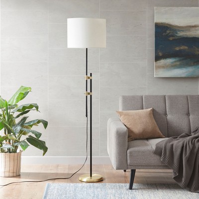 Olliix Ellsworth Asymmetrical Adjustable Height Metal Floor Lamp Black/Gold