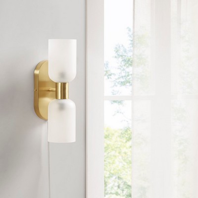 Olliix Dove Double Tube 2-Light Wall Sconce Frosted glass/gold