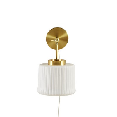 Olliix Luminex White Ceramic Wall Sconce with Adjustable Swing Arm Gold/White