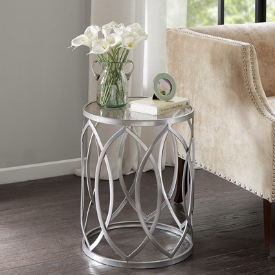 Olliix Arlo Metal Eyelet Accent Table Grey