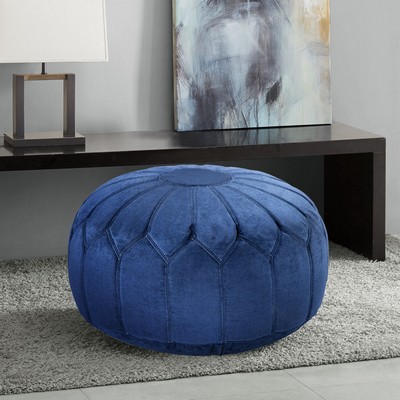 Olliix Kelsey Round Pouf Ottoman Blue