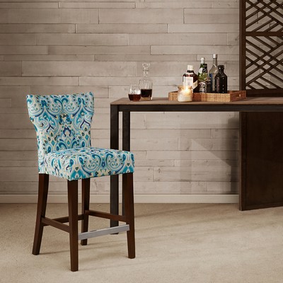 Olliix Avila Tufted Back Counter Stool Blue