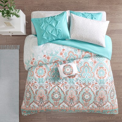 Olliix Vinnie Boho Comforter Set with Bed Sheets Aqua