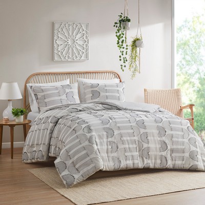 Olliix Astoria Clip Jacquard Comforter Set Grey