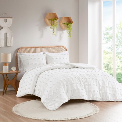 Olliix Lucy Clip Jacquard Comforter Set Ivory