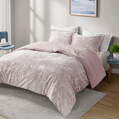 Olliix Mira Crushed Velvet Sherpa Reversible Comforter Set Lavender