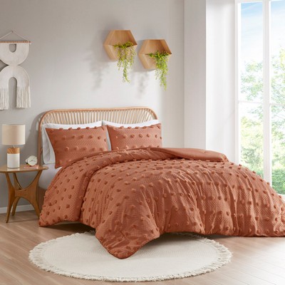 Olliix Lucy Clip Jacquard Comforter Set Rust