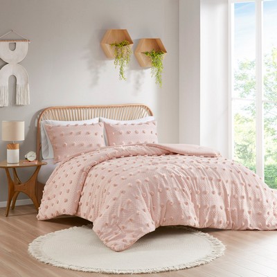 Olliix Lucy Clip Jacquard Comforter Set Pink