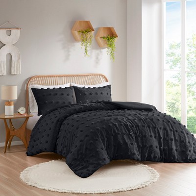 Olliix Lucy Clip Jacquard Comforter Set Black