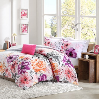 Olliix Olivia Floral Comforter Set Pink