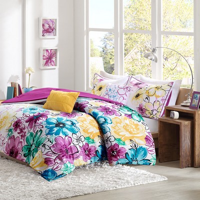 Olliix Olivia Floral Comforter Set Blue