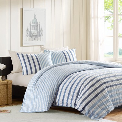 Olliix Sutton Cotton Seersucker Comfoter Set Blue