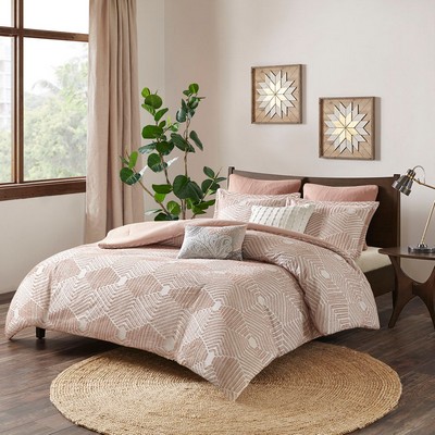 Olliix Ellipse Cotton Jacquard Comforter Set Blush