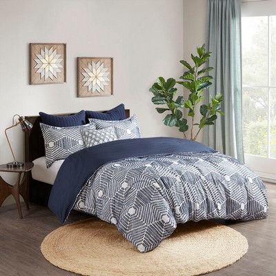 Olliix Ellipse Cotton Jacquard Comforter Set Navy