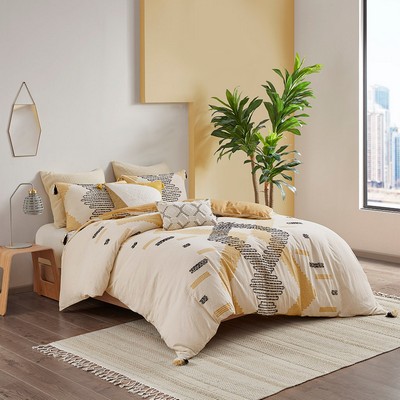 Olliix Arizona 3 Piece Cotton Duvet Cover Set Yellow