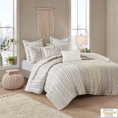 Olliix Imani Cotton 3 Piece Coverlet Set Ivory