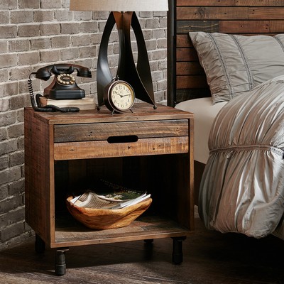 Olliix Renu Solid Wood Nightstand Light Brown Multi