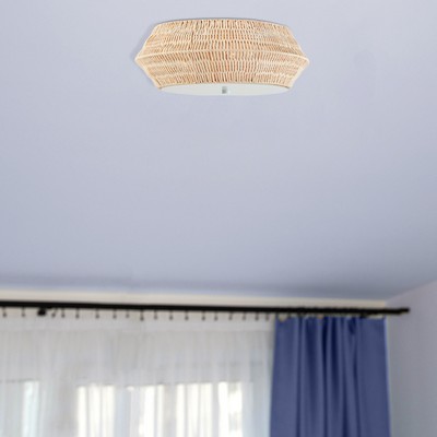 Olliix Mililani Boho Bamboo Flush Mount Ceiling Light Natural