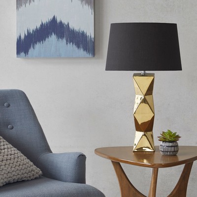 Olliix Kenlyn Geometric Ceramic Table Lamp Gold