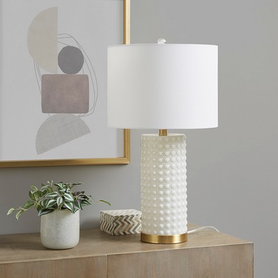 Olliix Grace Ivy Textured Dot Table Lamp White/Gold