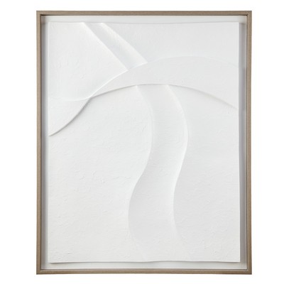 Olliix Paths Collide Framed Carved Resin Dimensional Wall Decor Off-White