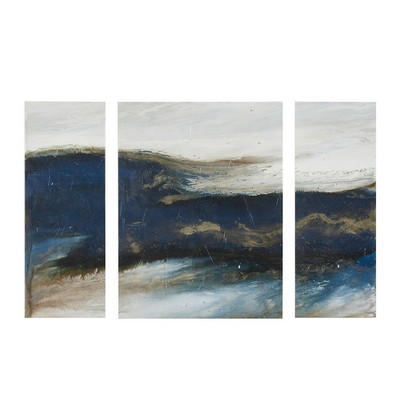 Olliix Rolling Waves Triptych 3-piece Canvas Wall Art Set Blue