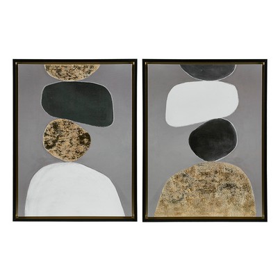 Olliix Neutral Stones Figural 2-piece Framed Canvas Wall Art Set Black