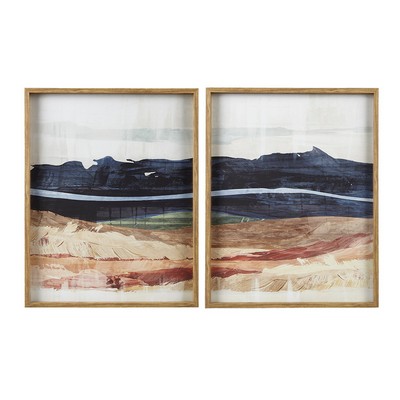 Olliix Dreaming Abstract Landscape Diptych 2-Piece Framed Glass Wall Art Set Blue/Multi