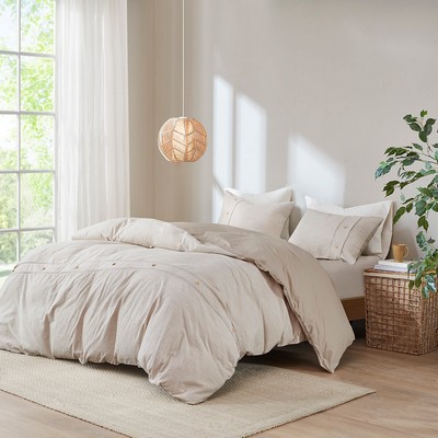 Olliix Dover 3 Piece Organic Cotton Oversized Duvet Cover Set Natural