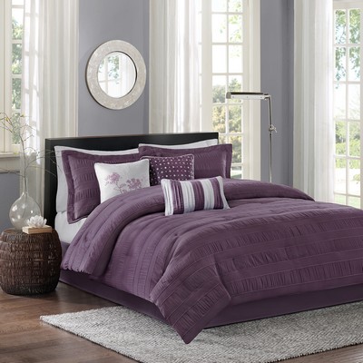 Olliix Hampton 7 Piece Jaquard Comforter Set Plum