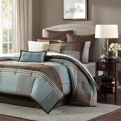 Olliix Lincoln Square 8 Piece Jaquard Comforter Set Brown