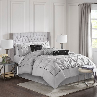 Olliix Laurel 7 Piece Tufted Comforter Set Grey