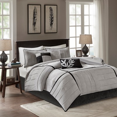 Olliix Dune 7 Piece Faux Suede Comforter Set Grey