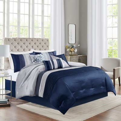 Olliix Amherst 7 Piece Comforter Set Navy