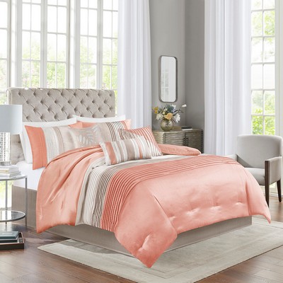 Olliix Amherst 7 Piece Comforter Set Coral