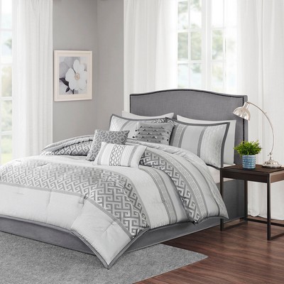 Olliix Bennett 7 Piece Comforter Set Grey