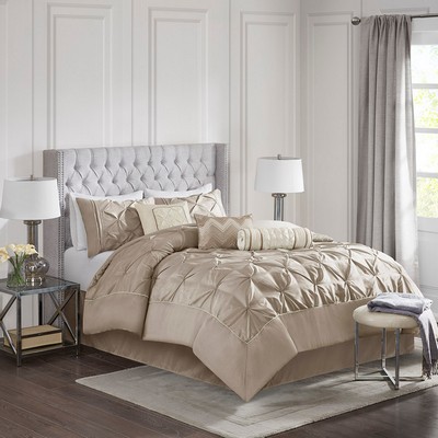 Olliix Laurel 7 Piece Tufted Comforter Set Taupe