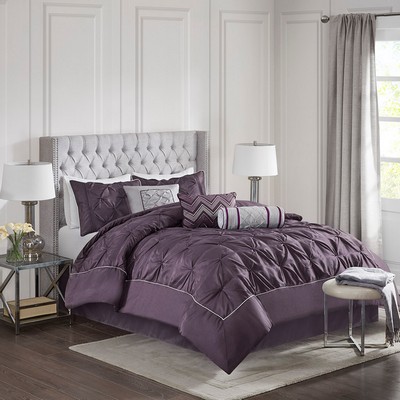 Olliix Laurel 7 Piece Tufted Comforter Set Plum