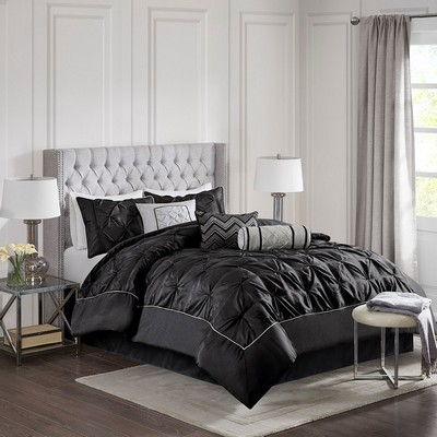 Olliix Laurel 7 Piece Tufted Comforter Set Black