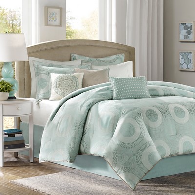 Olliix Baxter 7 Piece Jaquard Comforter Set Seafoam/Sage