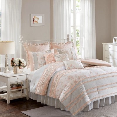 Olliix Serendipity Cotton Percale Comforter Set Peach