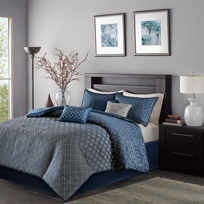 Olliix Biloxi 7 Piece Comforter Set Navy