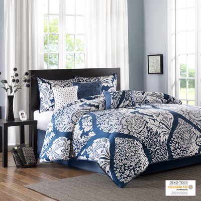 Olliix Vienna 7 Piece Cotton Printed Comforter Set Indigo