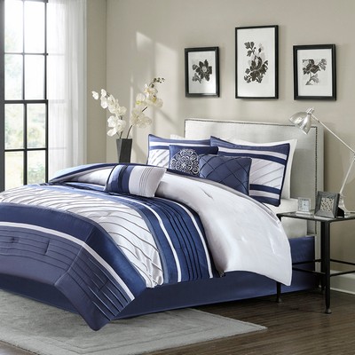 Olliix Blaire 7 Piece Comforter Set Navy