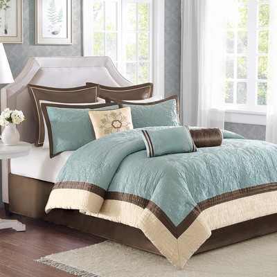 Olliix Juliana 9 Piece Charmeuse Comforter Set Blue