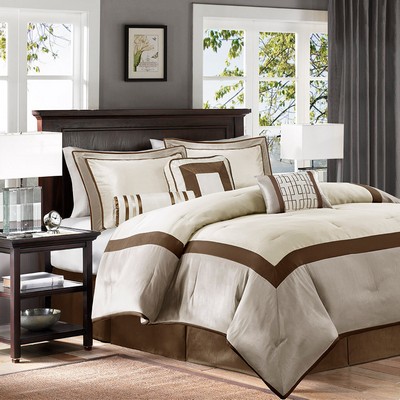 Olliix Genevieve 7 Piece Comforter Set Taupe/Brown