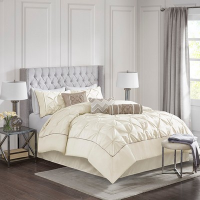 Olliix Laurel 7 Piece Tufted Comforter Set Ivory