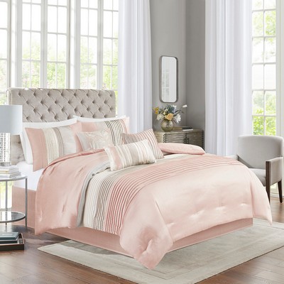 Olliix Amherst 7 Piece Comforter Set Blush/Taupe