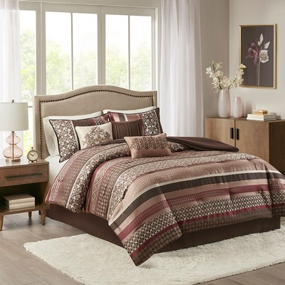 Olliix Princeton 7 Piece Comforter Set Red